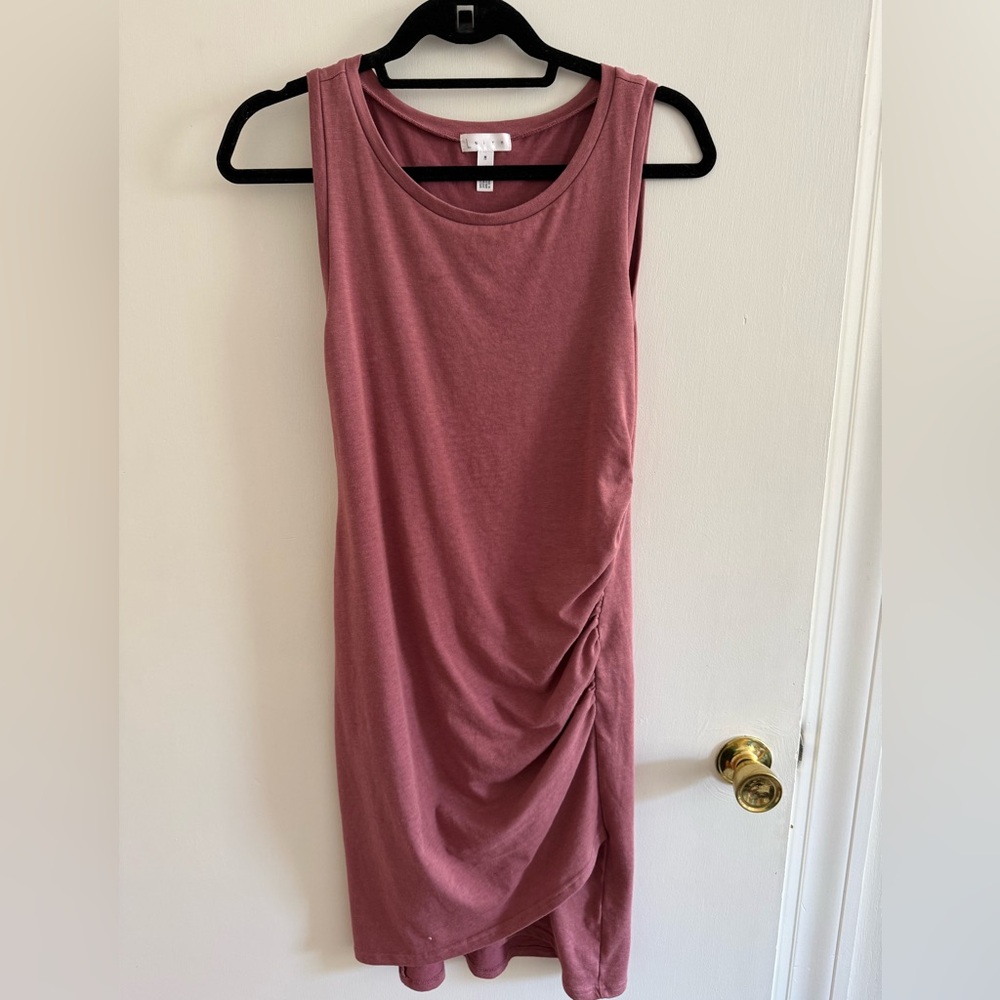 Sleeveless Ruched Side Midi Dress - Dusty Rose